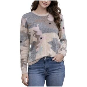 Philosophy Cashmere‎ Women's Pastel Camo Star Knitted Pullover Sweater Size S